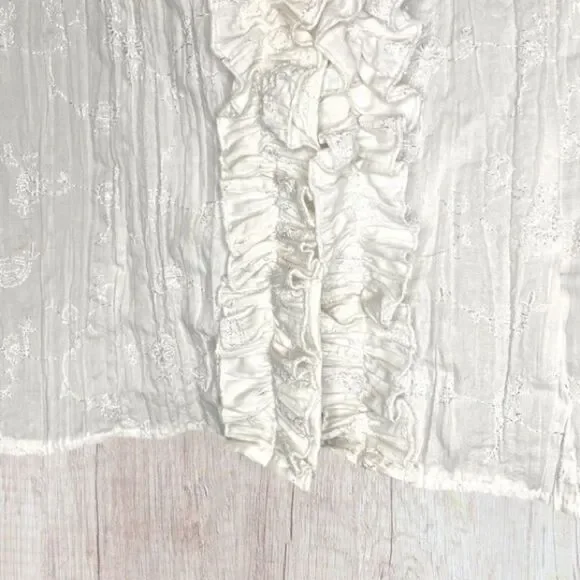 Denver Hayes White Womens Button Down V Neck Shirts Long Sleeve. - Picture 6 of 14